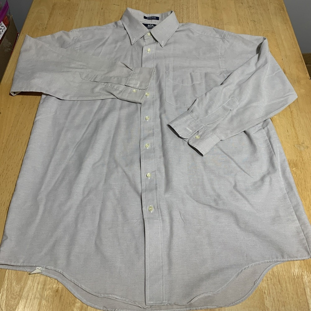 Stafford Oxford Men's 17.5-35 X-Big Long Sleeve Button-Down Collared Shirt‎ Blue